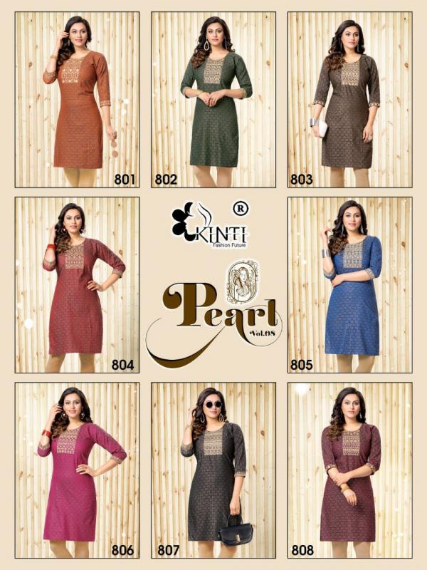 Kinti Pearl 8 Designer Cotton Embroidery Kurti